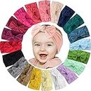 ALinmo 20PCS Elastic Nylon Turban Stretchy Soft Wide Bowknot Headbands for Babies Newborn Baby Girl Infant Toddler
