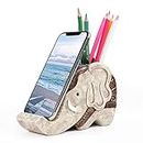 MOKANI Pen Pencil Holder with Cell Phone Stand, Multifunctional Elephant Shaped Desk Organizer Desk Decor Elephant Gifts for Women Cute Desk Accessories Home Office Decoration