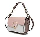 MKF Collection Satchel Bags for Women, Vegan Leather Shoulder bag, Crossbody bag Purse, White-pink, Medium