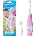 Brush Baby BabySonic Infant and Toddler Electric Toothbrush for Ages 0-3 Years - Smart LED Timer and Gentle Vibration Provide a Fun Brushing Experience (Pink)