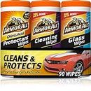 Armor All Protectant, Glass and Cleaning Wipes, Wipes for Car Interior and Car Exterior, 30 Count Each (Pack of 3)