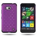 Lumia 640 Case, CoverON® [Aurora Series] Cute Rhinestone Bling Stud Diamond Cover Skin Phone Case for Microsoft Lumia 640 - Purple/Black