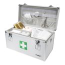Maleta médica HMF maleta de primeros auxilios vacía, maleta medicinal aluminio, plata