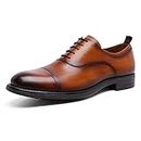 DESAI Zapatos Oxford Hombre de Vestir Elegante Formales de Negocios Clásicos Bodas Noche, Marrón, 42 EU