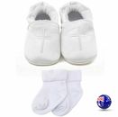 Baby Shower Boy Kid White cross Christening Wedding Party first Shoes OR socks 