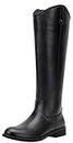 Vepose Women's Knee High Boots 956 Black Zipper Casual Weather Tall Fashion Retro Vegan Boots for Women Size 8(CJY956 Black 08)