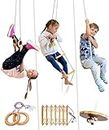 Saif Handicrafts Kids Gym Play Set Gymnastics Kit Include Swing, Climbing Ladder, Gymnastics Rings, Wood, 24 Cm, 35 Cm, 12 Cm, Brown