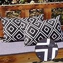 ONWAY Outdoor Waterproof Boho Throw Pillow Covers 12 x 20 Set of 2 Geometric Black and White Lumbar Pillow Cases for Cushion Patio Furniture Porch Sunbrella