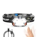 Porcyco Head Torch Ricaricabile - 9LED 2023 Upgraded Headlamp 6 Lighting Mode Headlight and IPX4 Waterproof Bright Head Light with Adjustable Angle for Outdoor Camping Fishing Repairing