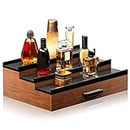 Sephyroth Wooden Cologne Organizer for Men 3 Tier of Elevated Cologne Display Shelf with Drawer Storage Perfume Organization and Storage Display Risers,Great Gift for Man/Father(Walnut Black)