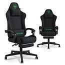 UTONE Gaming Chair Computer Chair Breathable Fabric Office Chair Cloth with Backrest Desk Chair with Footrest, Lumbar Support Swivel Recliner Task Chair Video Game Chair Height Adjustable Black
