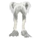 BNLIDES Handmade Fursuit Fur Cat Ears Headwear Plush Warm Hat Costume Party Head Accessories for Halloween (White Grey)