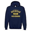 UGP Campus Apparel NCAA Officially Licensed College - University Team Color Athletic Arch Hoodie, Michigan Wolverines Navy, Small