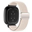 KEYSJEFF Nylon Watch Strap Compatible with Fitbit Versa 3/Versa 4/Fitbit Sense/Sense 2 Braided Elastics Sport Watch Band Adjustable Magnetic Buckle Straps Women Men (Not Include Watch) (#2)
