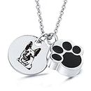 Aooaz Stainless Steel Necklace Charm Dog Paw Round Tag 8 Memorial Necklace for Ashes