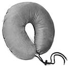 MY ARMOR Neck Pillow for Travel with 1 Year Warranty, Soft & Supportive Mircofiber Travel Pillow for Sleeping in Flight, Train & Car, Premium Velvet, Grey