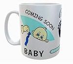 My D SQUARE Coffee Mug Arriving Coming Soon Baby Shower Gifts for Pregnant Women Girls Friends 1 Piece White Ceramic Cup 325 Ml