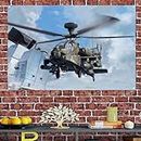 AH Mk.I Apache Attack Helicopter Poster Wall Chart HD Military Art Banner Air Force Army Fans Wall Hanging Flag Canvas Painting 64X96 CM