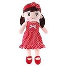 Play Nation Premium Emma Candy Doll | Stuffed Girl Winky Candy Doll | Cuddly Soft Washable Plush Toy | 100% Safe for Kids | BIS Certified | Birthday Gift | Red, 3+ Years, Height 45 cm