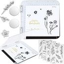 Kanayu Stamp Platform Position Tool with Magnetic Base and 4 Sheets Clear Stamps Vintage Plants Silicone Stamps 2 Magnets Stamping Tools for Card Making Precision Scrapbooking DIY Crafts (7 x 7'')