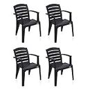 Nilkamal CHR2135 Plastic Mid Back with Arm Chair | Chairs for Home| Dining Room| Bedroom| Kitchen| Living Room| Office - Outdoor - Garden | Dust Free |100% Polypropylene Stackable Chairs | Set of 4