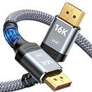 Highwings 8K 16K Displayport Cable 2.1, DP 2.1 Cable 6FT [16K@60Hz, 8K@120Hz, 4K@240Hz 165Hz 144Hz] Support 80Gbps, HDCP DSC 1.2a, HDR10 FreeSync G-Sync for 3090 Graphics PC