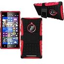 DEFENDER Hard Armor Hybrid Rubber Bumper Flip Stand Rugged Back Case Cover for Nokia Lumia 830 - Red