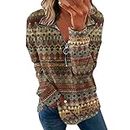PANOEGSN Women's 1/4 Zipper Sweatshirt Western Aztec Long Sleeve Pullover Vintage Ethnic Print Crewneck Blouse Shirts Top Previous Orders Placed 2023 Fall Autumn Winter Sweatshirts