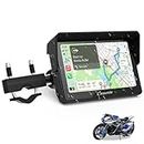 Carpuride W502 Motorrad GPS Inalámbrico Portátil con Carplay y Android Auto, Pantalla Táctil Impermeable de 5 Pulgadas IPS con Dual-Bluetooth, Siri para Motocicletas