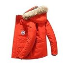 Winter Down Jacket Men's Duck Down Coat Parka Coat Windproof Fur Hooded Collar Thickening Casual Men's Waterproof Down Jacket,Orange-4XL