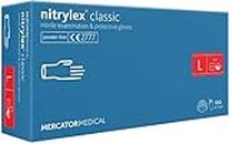 Nitrylex Classic Einweg-Nitrilhandschuhe, schützende Untersuchungshandschuhe, puderfrei, unsteril, Blau , Größe L (8-9), beidhändig tragbar, Mikro+strukturierte Fingerspitze, dispenser box 100 Stk