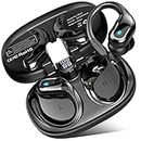 Wireless Earbuds, 75H Bluetooth 5.3 Headphones Running with ENC Noise Cancelling Mic, IP7 Waterproof Earphones 3D Deep Bass Over Ear, Sports Ear buds Earhooks for iOS/Android, Black