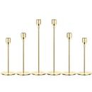 InciFuerza 6Pcs Gold Taper Candle Holders Set, Modern Decorative Candlestick Holder for Home Decor, Dining, Party, Wedding, and Anniversary (6Pcs Gold)