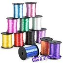 Kicko Curling Ribbon - 12 Pack of Ribbons for Crafts - Assorted Colors of Curling Ribbon for Gift Wrapping - Versatile Ribbon for Balloons, Hair, Arts, Decorations and More