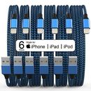 Paquete de 6 (3/3/6/6/6/6/10 pies) [certificado Apple MFi] Cargador de iPhone Cable Lightning largo