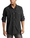 MAGCOMSEN Fishing Shirts for Men Button Down UV Shirts for Men Long Sleeve Shirts for Men Dry Fit Outdoor Recreation Shirts Mens Work Shirts with Pocket Black