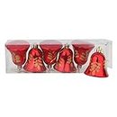 Smizzy Plastic Christmas Red Golden Big Bells (Pack of 6) Ornaments Decoration, Tree Bells with Hanging Loop for Xmas Tree Holiday Wedding Party Decor (7cm/3 inch Height Each, Red)