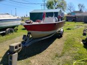 17' Aluminum V-hull Center Console Fishing Boat with Motor & Galvanized Trailer