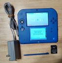 Nintendo 2DS Electric Blue Console, Charger, Stylus, SD Card - Tested - Working