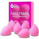 FACEMADE 6 PCS Makeup Sponges Set, Makeup Sponges for Foundation, Latex Free Beauty Sponges, Flawless for Liquid, Cream and Powder, Pink