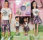 Forever Kidzz Land Family Doll Set Includes Mom. Dad, Daughter & Son Dolls and Accessories - Random Color and Design