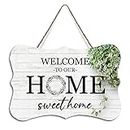 Targa in legno rustica da appendere con scritta "Welcome To Our Home Sweet Home" in legno, decorazione da parete per soggiorno, camera da letto, fattoria, ufficio, 10,2 x 15,2 cm
