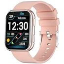 Deeprio Smart Watch for Android Phones iOS 1.75-inch HD Touchscreen 3ATM Waterproof Fitness Tracker Heart Rate Blood Oxygen Sleep Monitor Smartwatch Compatible iPhone Samsung Women Pink
