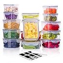CASA LINGO Large Plastic Food Storage Container with lid, Meal Prep Airtight Containers for Kitchen and Fridge, Set of 16 Pieces Plastic Food Containers (Clear)