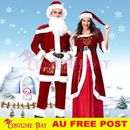 Womens Mens Mr Mrs Santa Claus Suit Christmas Xmas Costume Gown Fancy Beard Hat