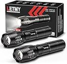 Letmy Led Tactical Flashlight Ultra Bright LED Flashlight Military Torch Flashlight Adjustable Focus Led Flashlight with 5 Modes Powered by 1x 18650 or 3x AAA battery Battery not included
