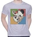 Graphic Printed T-Shirt for Unisex Anatomy of a Panda Tshirt | Casual Half Sleeve Round Neck T-Shirt | 100% Cotton | D00302-3_Grey_Small
