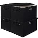 4x24L Storage Bins with Lids for Organizing- Decorative Storage Boxes with Lids Fabric Closet Storage Bin for Clothes Linen Storage Organizer Storage Boxes Baskets Bedroom Storage and Organization
