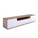 Concept USINE | Mueble TV de 180 cm | Diseño Tyro Blanco y Madera | Moderno, práctico y Funcional | Espacio de Almacenamiento General | Mueble TV, Multimedia para salón