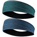 EasYoung 2-Pack Headbands for Men Women, Sweat Wicking Headbands for Sports Fitness Yoga Running Elastic Non Slip, Unisex